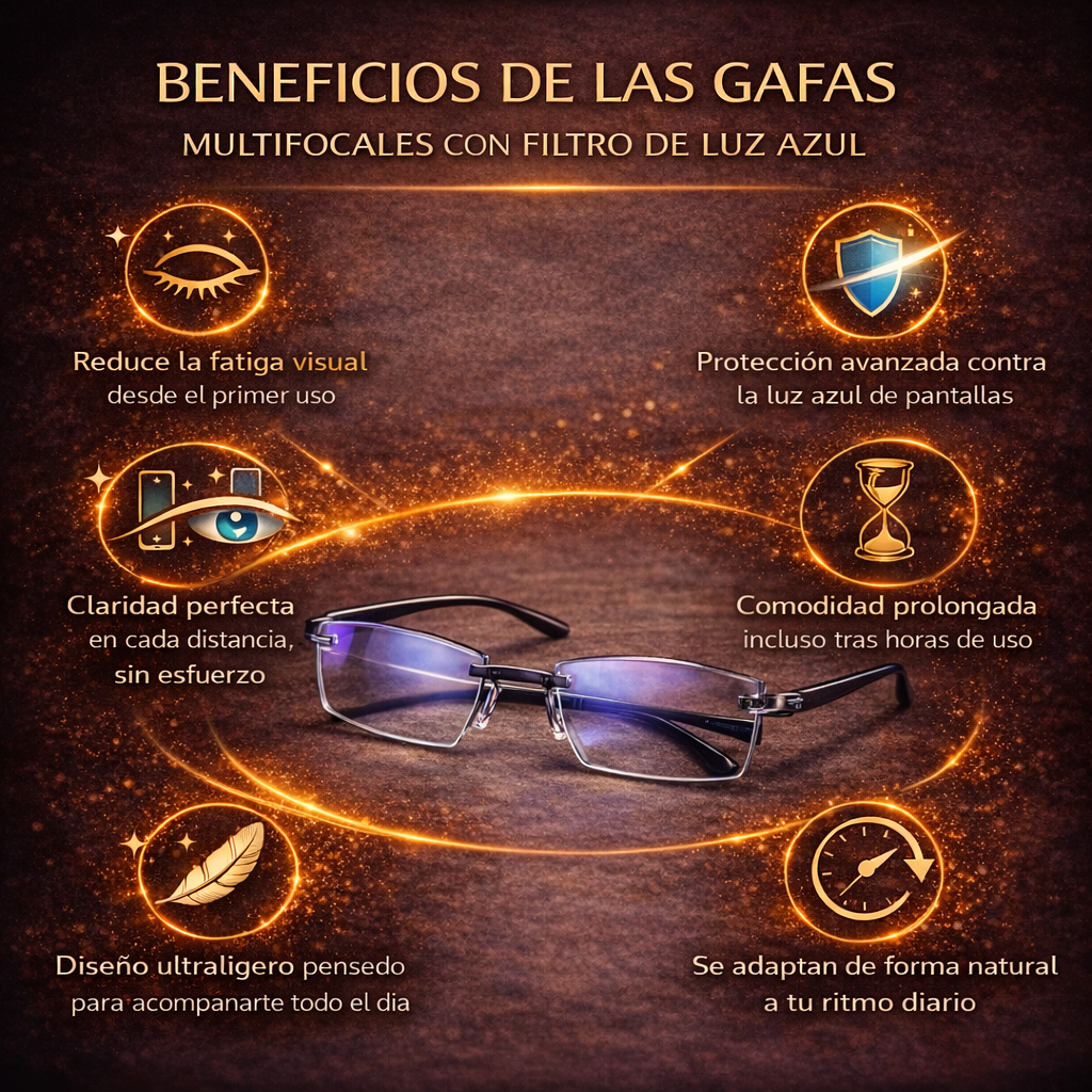 Gafas Multifocales Antifatiga con Filtro de Luz Azul